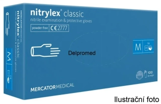 Nitrilové vyšetřovací rukavice Mercator classic, modré (balení 100 ks)